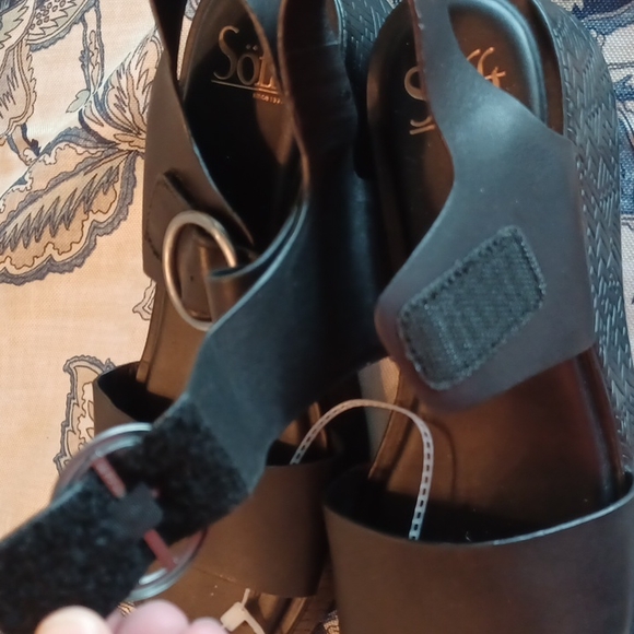 SOFFT Faedra Leather platform wedge sandals Black Size 8, 8 5M New - Picture 12 of 16